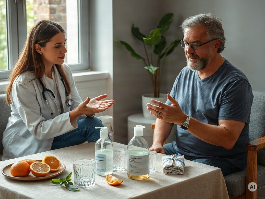 Illustration of a clinician explaining appointment details to a client - AI-generated image